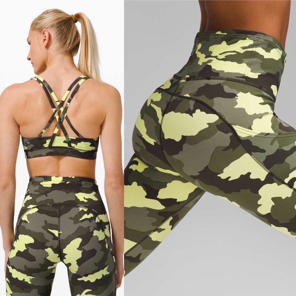 Lululemon Fast and Free Tight 25” Nulux Heritage 365 Camo Crispin Green sz 8